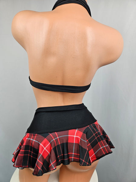 3 Piece Plaid Skirt Set