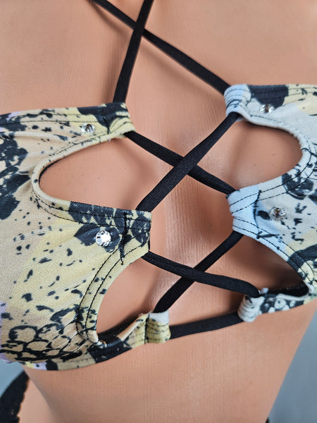 Snake Print Lace Up Skirt Set