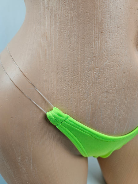 Neon Green Barely There Bandeau Micro Thong Bikini