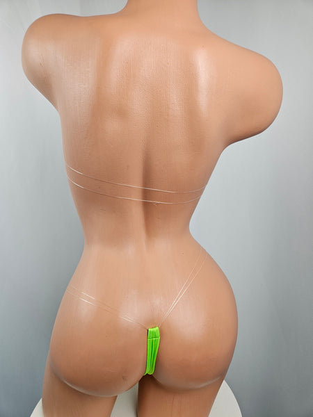 Neon Green Barely There Bandeau Micro Thong Bikini