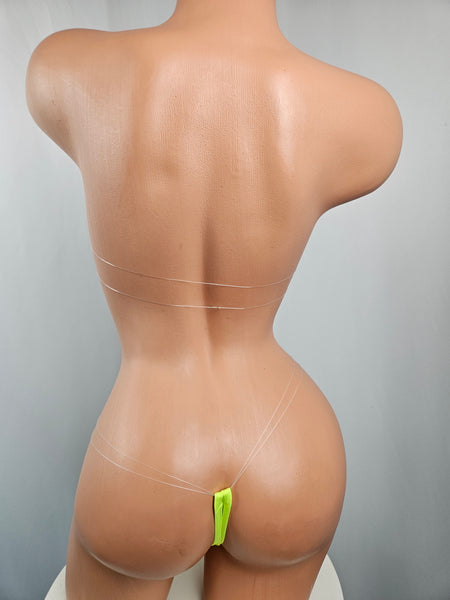 Neon Yellow Barely There Bandeau Micro Thong Bikini