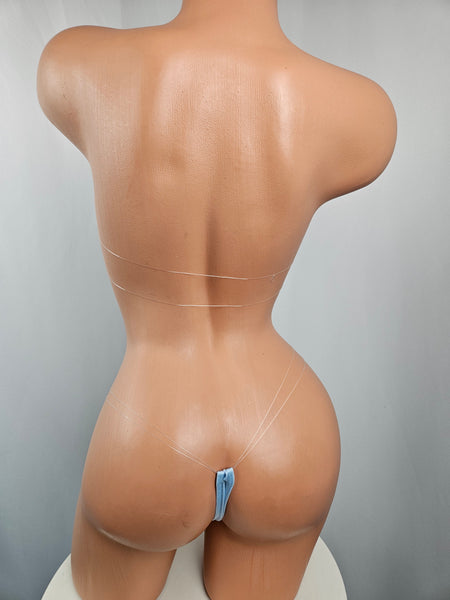 Baby Blue Barely There Bandeau Micro Thong Bikini