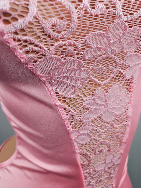 Halter Mini Dress w/ Lace Panel