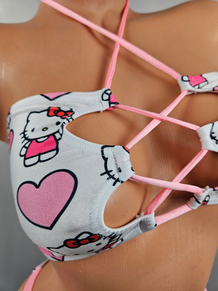 Hello Kitty Lace Up Tie Side Bikini