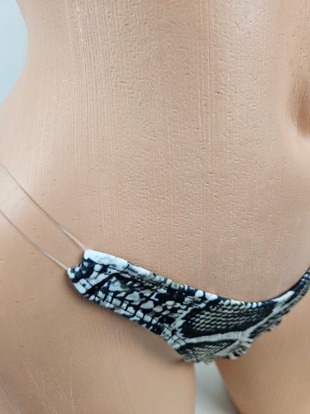 Snake Print Micro Thong Bikini