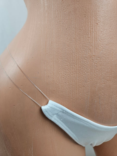 White Barely There Bandeau Micro Thong Bikini