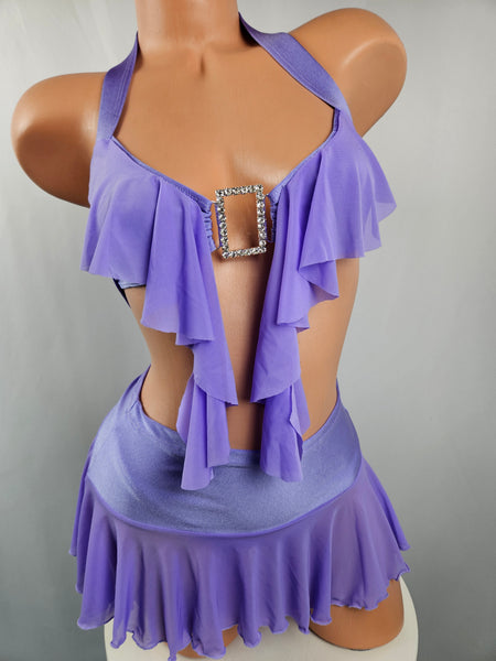 3 Piece Lavender Ruffle Skirt Set