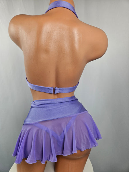 3 Piece Lavender Ruffle Skirt Set