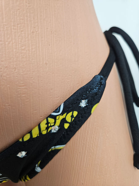 Steelers Tie Side Thong Bikini