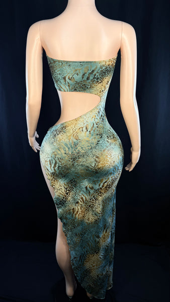 Animal Print Cut Out Gown