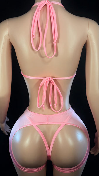 3 Piece Thong Bikini w/ Short Chaps Set