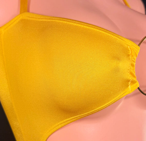 Yellow Double Ring Cut Out Monokini