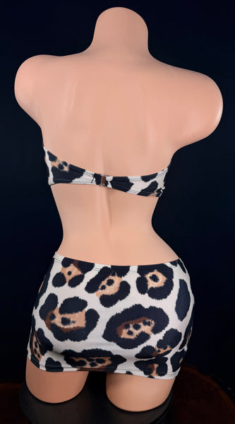 Animal Print Lace Up Skirt Set
