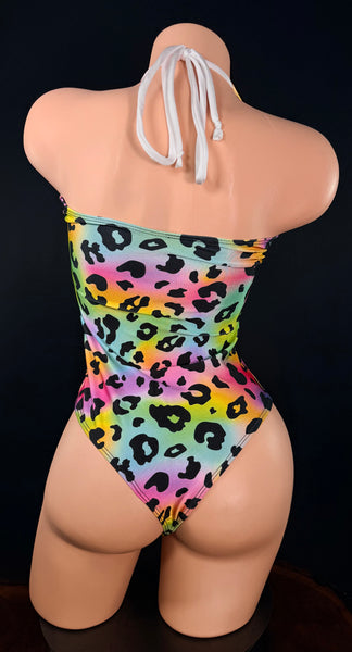 Animal Print Lace Up Romper