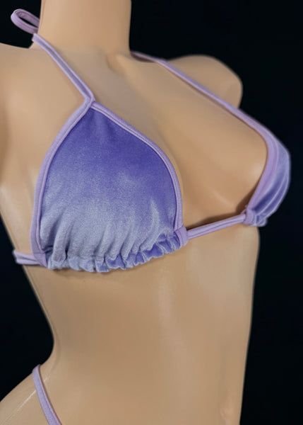 Lavender Velvet Thong Bikini