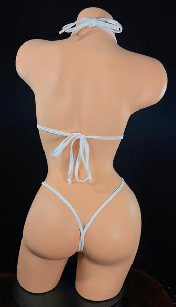 White Velvet Thong Bikini