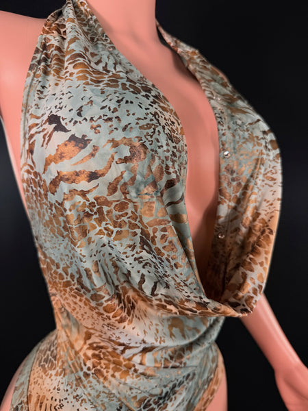 Animal Print Cowl Romper