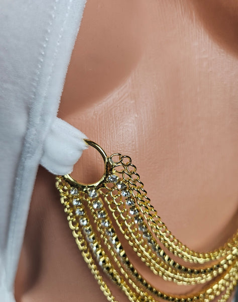 Velvet Wrap Top Romper w/ Chain Detail