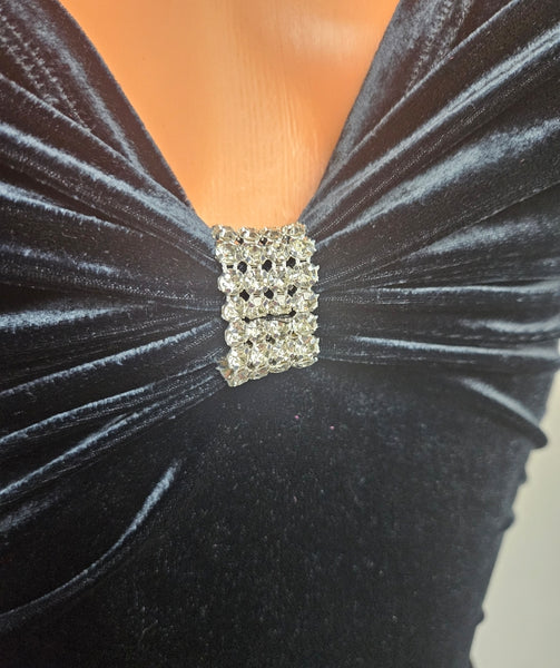 Black Velvet Adjustable Drawstring Gown