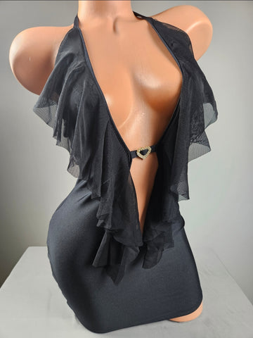 Black Ruffle Mini Dress