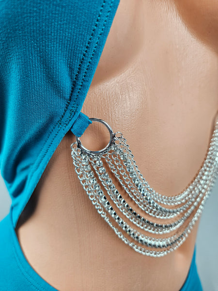 Teal Wrap Mini Dress w/ Chain