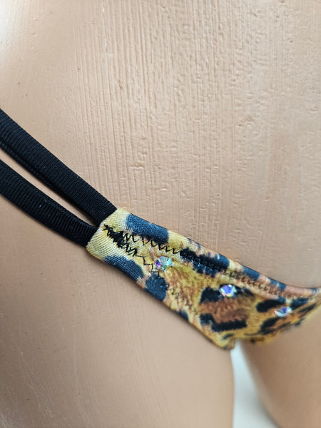 Double Strap Animal Print Thong Bikini