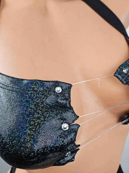 Holographic Black Tie Side Bikini
