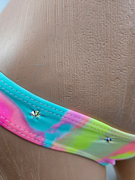 Tie Dye Net Top Thong Bikini