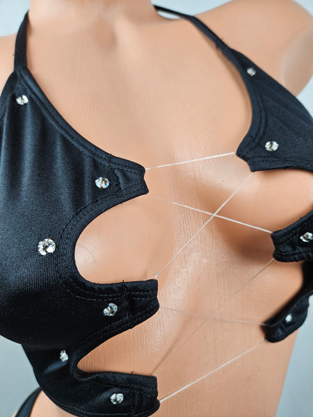 Lace Up Top Thong Bikini