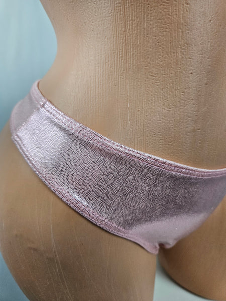 Holographic Pink Lace Top High Waist Thong Bikini