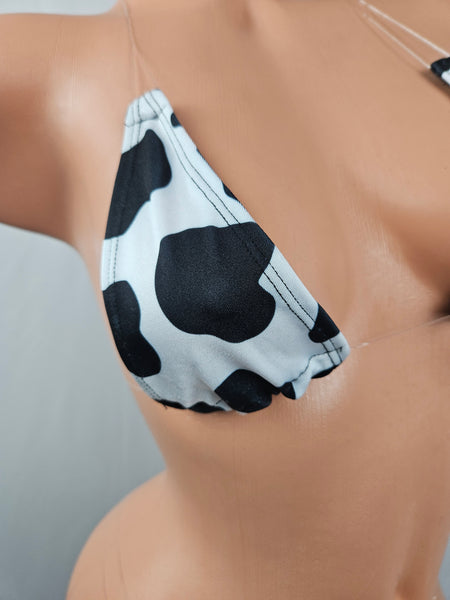 Cow Print Micro Thong Bikini