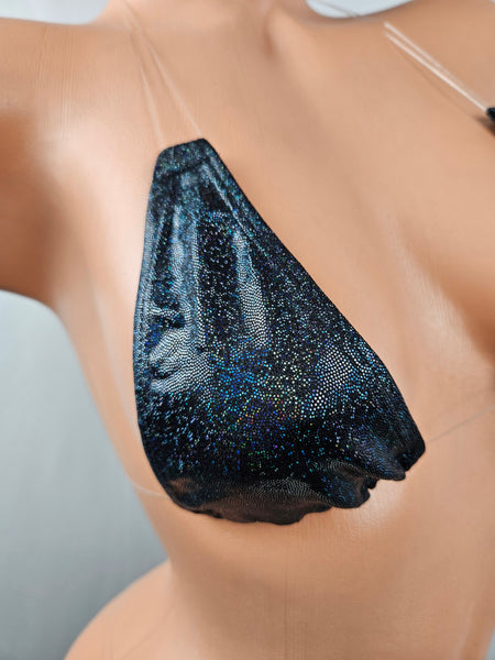 Holographic Black Micro Thong Bikini
