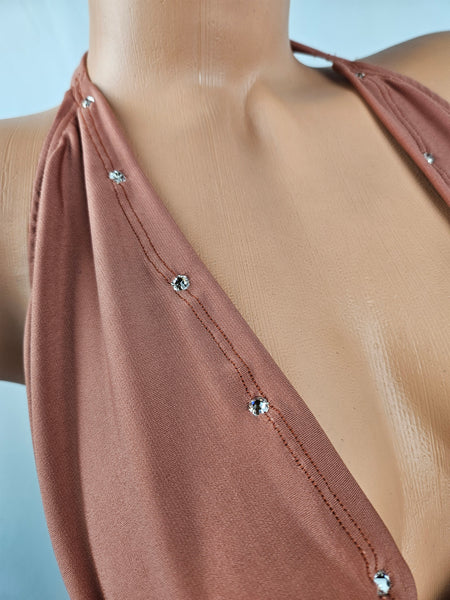 Shirred Drape Cowl Mini Dress