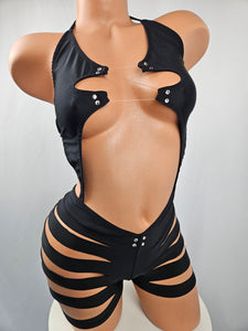 Black Cut Out Slash Romper
