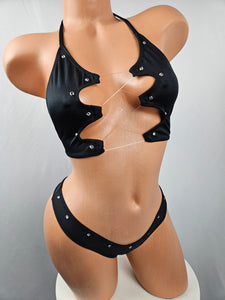 Lace Up Top Thong Bikini