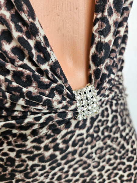 Animal Print Plunge Mini Dress