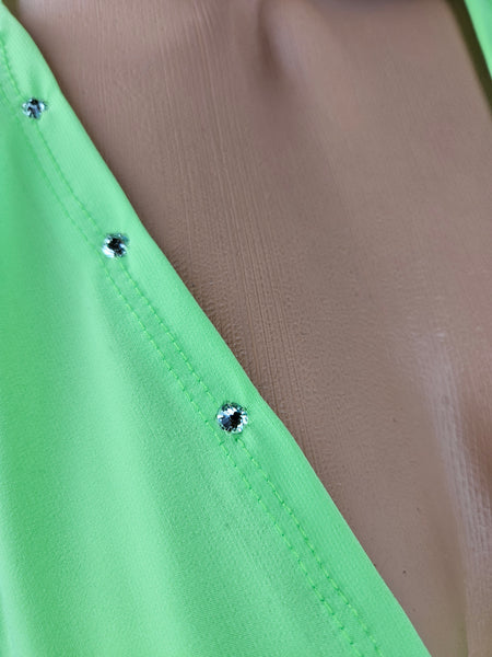 Neon Green Drape Cowl Mini Dress