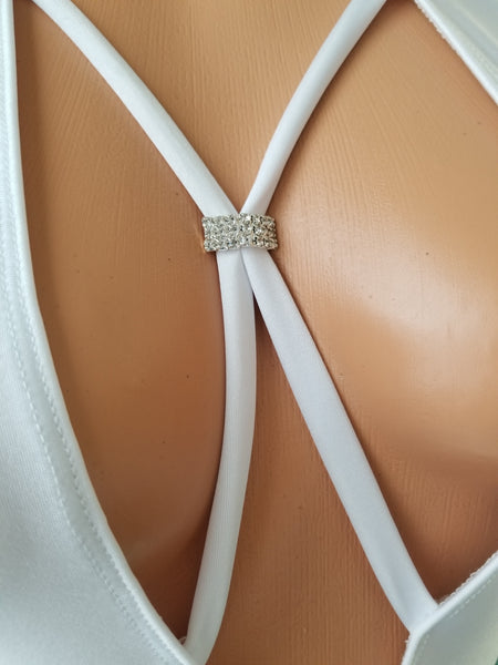 White Romper w/ Rhinestone Detail