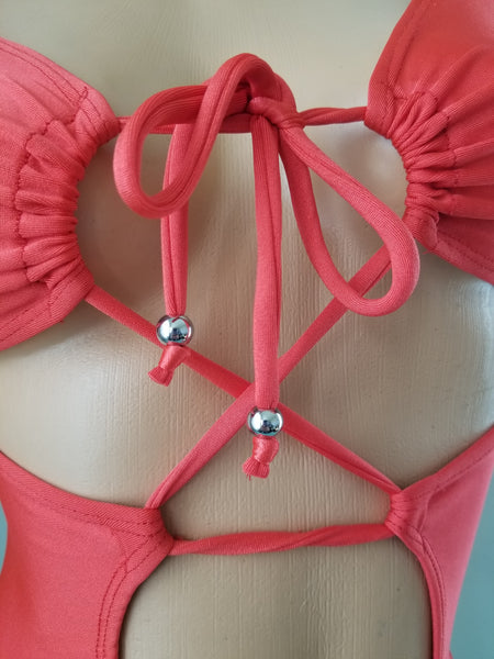 Light Red Lace Up Romper
