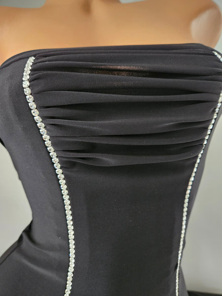 Strapless Gown w/ Rhinestone Accents